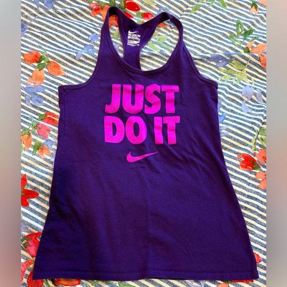 Nike Purple Tank Top with Pink Logo - Picture 1 of 1